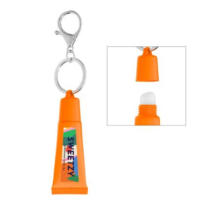 Custom Squeeze Tube Lip Moisturizer With Key Ring - Orange Custom Squeeze Tube Lip Moisturizer With Key Ring - Orange