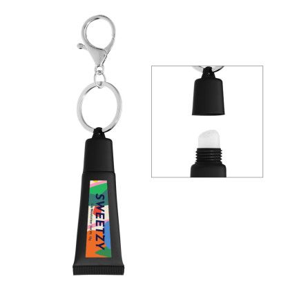Custom Squeeze Tube Lip Moisturizer With Key Ring - Black Custom Squeeze Tube Lip Moisturizer With Key Ring - Black