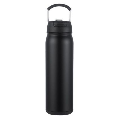 Custom 24 oz. PopSip Vacuum Insulated Water Bottle with 2-in-1 Sipper Straw Lid - Black Custom 24 oz. PopSip Vacuum Insulated Water Bottle with 2-in-1 Sipper Straw Lid - Black