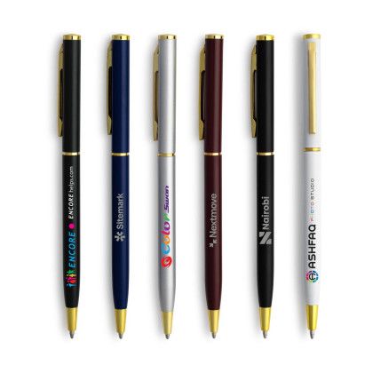 Custom Slim Twist Metal Pen (Gold) - Low Quantities - All color Custom Slim Twist Metal Pen (Gold) - Low Quantities - All color