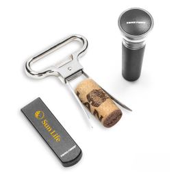 Custom Swiss Force Alsace Wine Accessory Set - Black Custom Swiss Force Alsace Wine Accessory Set - Black