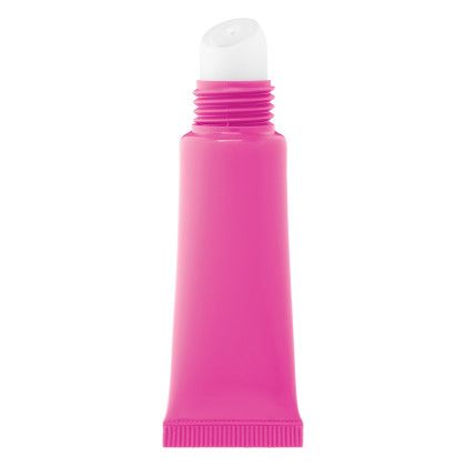 Custom Squeeze Tube Lip Moisturizer With Key Ring - Fuchsia Front View Custom Squeeze Tube Lip Moisturizer With Key Ring - Fuchsia Front View