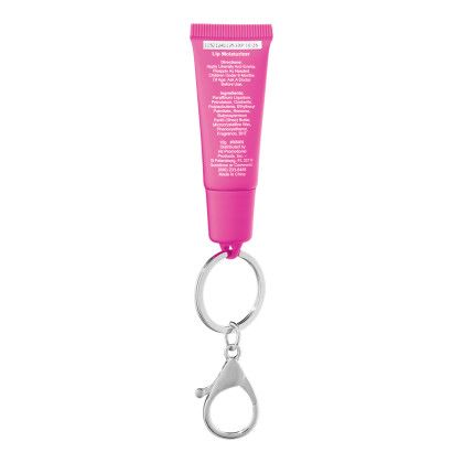 Custom Squeeze Tube Lip Moisturizer With Key Ring - Fuchsia Back View Custom Squeeze Tube Lip Moisturizer With Key Ring - Fuchsia Back View