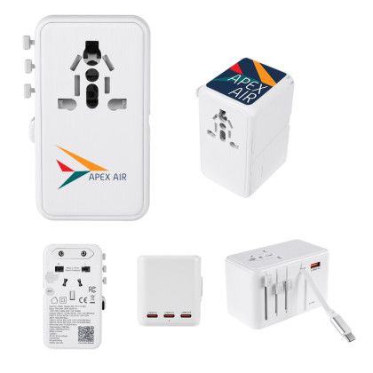 Custom 35W International Travel Adapter & Charging Cable - White Custom 35W International Travel Adapter & Charging Cable - White