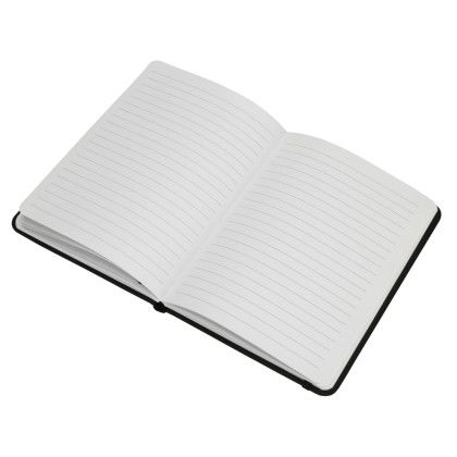 Custom 80 Page Notebook Journal Jotter - Black - Open View Custom 80 Page Notebook Journal Jotter - Black - Open View