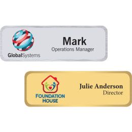 Custom Seattle Metal Name Badge (Standard Size 3" x 1") - All color