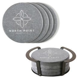 Custom Relic Diatomite Coaster: 4 Pc Set In Metal Stand