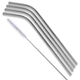 Custom Bent Stainless Steel Straws: Set Of 4 In Silver Custom Bent Stainless Steel Straws: Set Of 4 In Silver