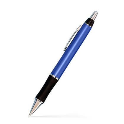 Custom Barton Click Pen - Silver Accents- Low Quantities - Blue
