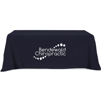 Custom Flat 3-Sided Table Cover - Fits 8 Foot Standard Table: Poly-Cotton - Black Custom Flat 3-Sided Table Cover - Fits 8 Foot Standard Table: Poly-Cotton - Black