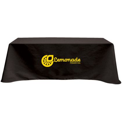 Custom Flat 4-Sided Table Cover - Fits 8 Foot Standard Table: Poly-Cotton - Black Custom Flat 4-Sided Table Cover - Fits 8 Foot Standard Table: Poly-Cotton - Black
