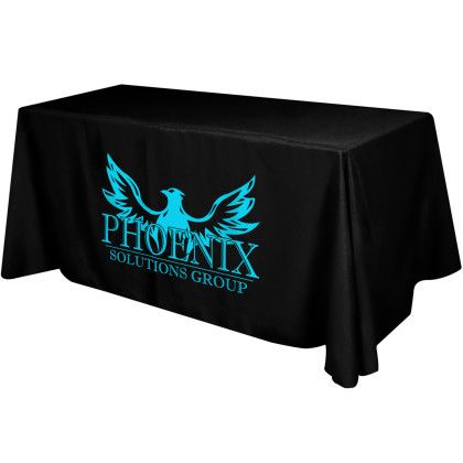 Custom Flat 4-Sided Table Cover - Fits 6 Foot Standard Table: Polyester - Black Custom Flat 4-Sided Table Cover - Fits 6 Foot Standard Table: Polyester - Black