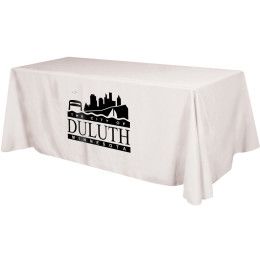 Custom Flat 4-Sided Table Cover - Fits 8 Foot Standard Table: Polyester - White Custom Flat 4-Sided Table Cover - Fits 8 Foot Standard Table: Polyester - White