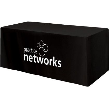 Custom Fitted 3-sided Table Cover - fits 6 foot standard table - Black Custom Fitted 3-sided Table Cover - fits 6 foot standard table - Black