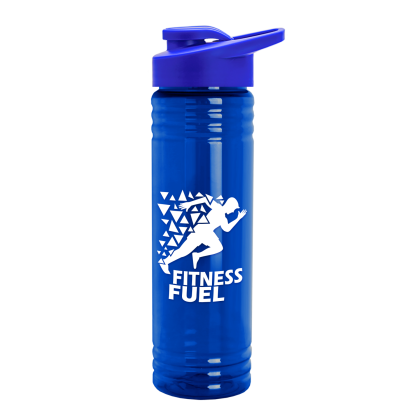 Custom 24 Oz. Slim Fit UpCycle RPET Bottles With Drink-Thru Lid - Translucent blue Custom 24 Oz. Slim Fit UpCycle RPET Bottles With Drink-Thru Lid - Translucent blue
