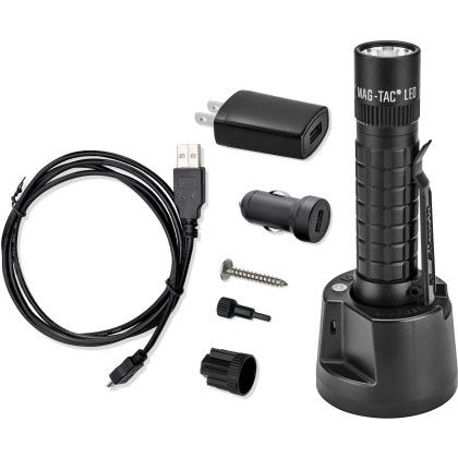 Custom Maglite MagTac Rechargeable Plain Head Flashlight System - Black