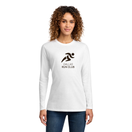 Custom Port & Company Women's Long Sleeve Core Cotton Tee - White Front View Custom Port & Company Women's Long Sleeve Core Cotton Tee - White Front View