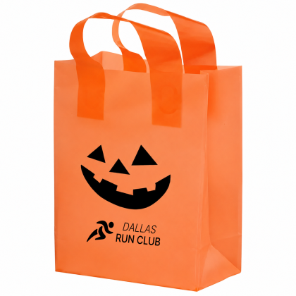 Grinning Pumpkin 8 x 11 Orange Frosted Halloween Bag Grinning Pumpkin 8 x 11 Orange Frosted Halloween Bag