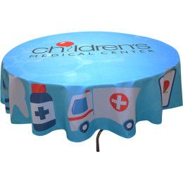 Custom Full Color Round rPET Polyester Table Covers for 5' Diameter Tables