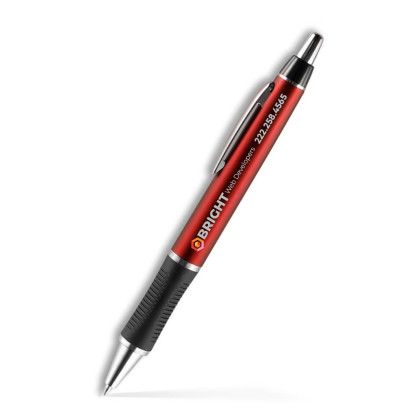 Custom Barton Click Pen - Silver Accents- Low Quantities - Red