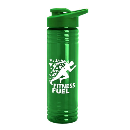 Custom 24 Oz. Slim Fit UpCycle RPET Bottles With Drink-Thru Lid - Translucent green Custom 24 Oz. Slim Fit UpCycle RPET Bottles With Drink-Thru Lid - Translucent green