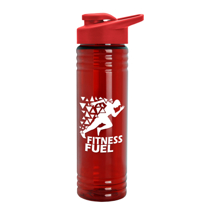 Custom 24 Oz. Slim Fit UpCycle RPET Bottles With Drink-Thru Lid - Translucent red Custom 24 Oz. Slim Fit UpCycle RPET Bottles With Drink-Thru Lid - Translucent red