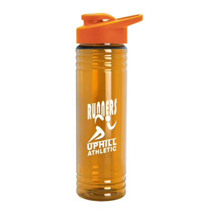 Custom 24 Oz. Slim Fit UpCycle RPET Bottles With Drink-Thru Lid - Translucent orange Custom 24 Oz. Slim Fit UpCycle RPET Bottles With Drink-Thru Lid - Translucent orange