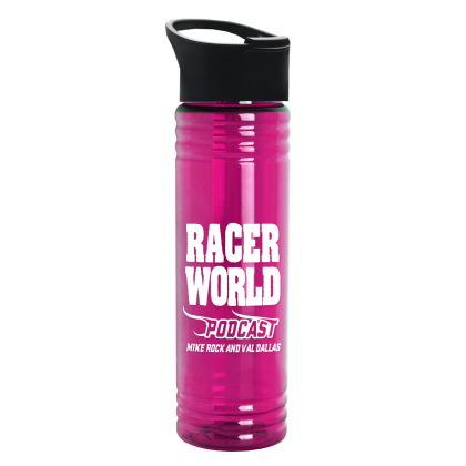 Custom 24 Oz. Slim Fit UpCycle RPET Bottles With Pop-Up Sip Lid - Translucent Hot Pink Custom 24 Oz. Slim Fit UpCycle RPET Bottles With Pop-Up Sip Lid - Translucent Hot Pink