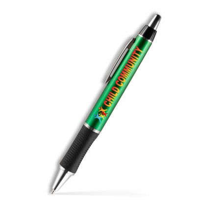 Custom Barton Click Pen - Silver Accents- Low Quantities - Green