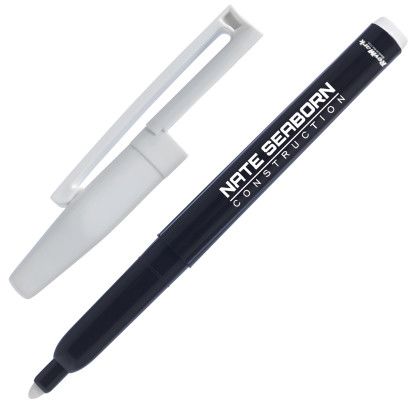 Custom RevMark Black Barrel Industrial Wet Erase Marker with clip - White Open View Custom RevMark Black Barrel Industrial Wet Erase Marker with clip - White Open View