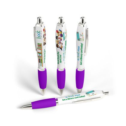 Custom Full Color 3 Panel Squared Basset Ad Pen- Low Quantities - Purple Custom Full Color 3 Panel Squared Basset Ad Pen- Low Quantities - Purple