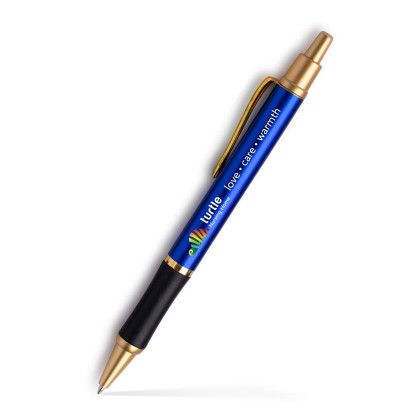 Custom Sleeker Click Pen Gold Accents- Low Quantities - Blue Custom Sleeker Click Pen Gold Accents- Low Quantities - Blue