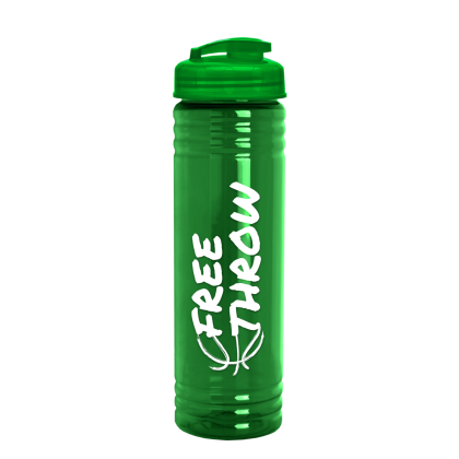 Custom 24 Oz. Slim Fit UpCycle RPET Bottle With Flip Lid - Translucent green Custom 24 Oz. Slim Fit UpCycle RPET Bottle With Flip Lid - Translucent green