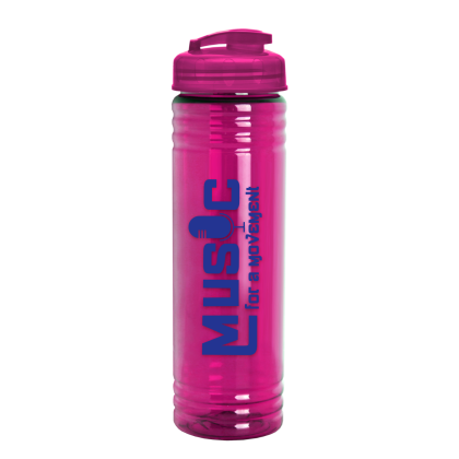 Custom 24 Oz. Slim Fit UpCycle RPET Bottle With Flip Lid - Translucent Hot Pink Custom 24 Oz. Slim Fit UpCycle RPET Bottle With Flip Lid - Translucent Hot Pink