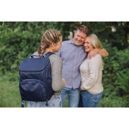 Custom PTX 2.0 Tarana Recycled Backpack Cooler - Navy Blue Lifestyle View Custom PTX 2.0 Tarana Recycled Backpack Cooler - Navy Blue Lifestyle View