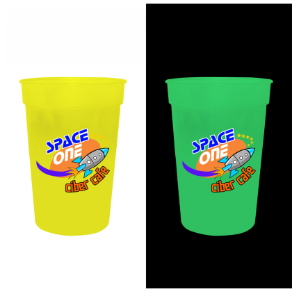 Custom 17 oz Nite Glow Stadium Cup With Full Color Imprint - Yellow Custom 17 oz Nite Glow Stadium Cup With Full Color Imprint - Yellow
