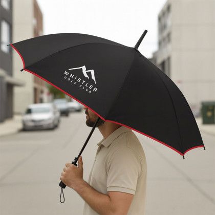 Custom Defender Umbrella - Red - Lifestyle View Custom Defender Umbrella - Red - Lifestyle View