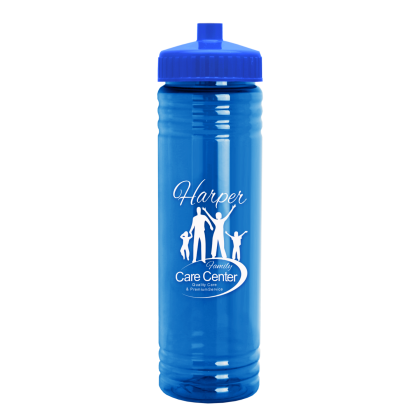 Custom Slim Fit 24 oz Water Bottle with Push-Pull Lid - Translucent blue Custom Slim Fit 24 oz Water Bottle with Push-Pull Lid - Translucent blue