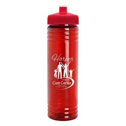 Custom Slim Fit 24 oz Water Bottle with Push-Pull Lid - Translucent red Custom Slim Fit 24 oz Water Bottle with Push-Pull Lid - Translucent red