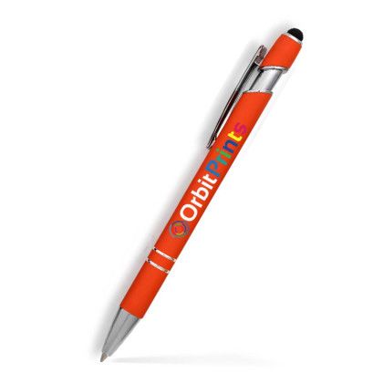 Custom Alexandria Stylus Satin Soft Touch Click Metal Pen- Low Quantities - Orange Custom Alexandria Stylus Satin Soft Touch Click Metal Pen- Low Quantities - Orange