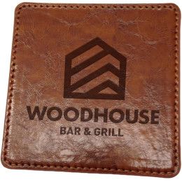 Custom Watson Square Pu Leather Coaster: Single Custom Watson Square Pu Leather Coaster: Single