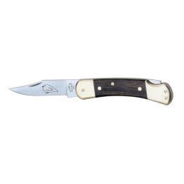 Custom Electro Etched Wood Handle Lockback Knife with Brass Bolsters
