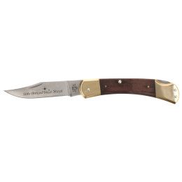 Custom Electro Etched Stainless Steel Lockback Knife with Brass Bolsters