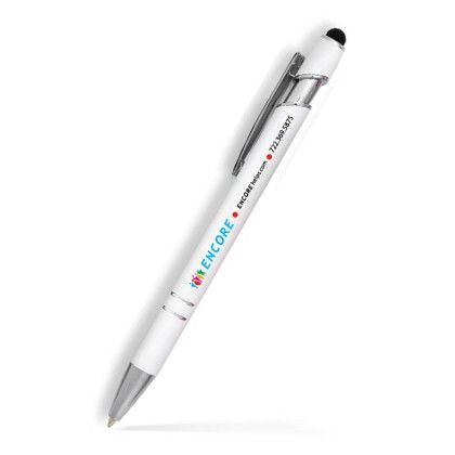 Custom Alexandria Stylus Satin Soft Touch Click Metal Pen- Low Quantities - White Custom Alexandria Stylus Satin Soft Touch Click Metal Pen- Low Quantities - White