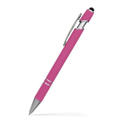 Custom Alexandria Stylus Satin Soft Touch Click Metal Pen- Low Quantities - Pink Custom Alexandria Stylus Satin Soft Touch Click Metal Pen- Low Quantities - Pink