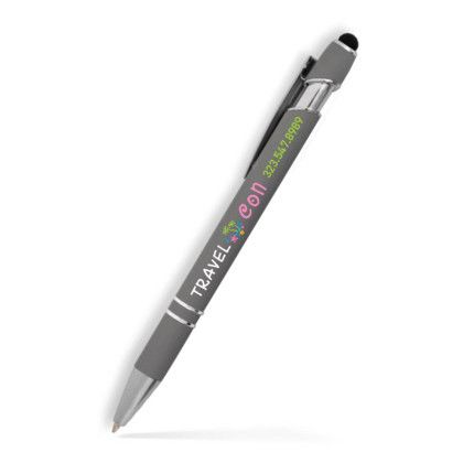 Custom Alexandria Stylus Satin Soft Touch Click Metal Pen- Low Quantities - Light Grey Custom Alexandria Stylus Satin Soft Touch Click Metal Pen- Low Quantities - Light Grey