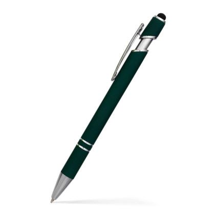 Custom Alexandria Stylus Satin Soft Touch Click Metal Pen- Low Quantities - Green Custom Alexandria Stylus Satin Soft Touch Click Metal Pen- Low Quantities - Green