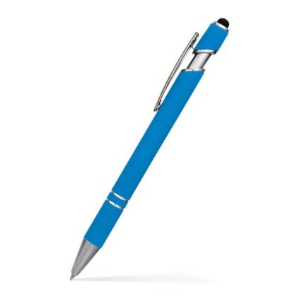 Custom Alexandria Stylus Satin Soft Touch Click Metal Pen- Low Quantities - Light Blue Custom Alexandria Stylus Satin Soft Touch Click Metal Pen- Low Quantities - Light Blue