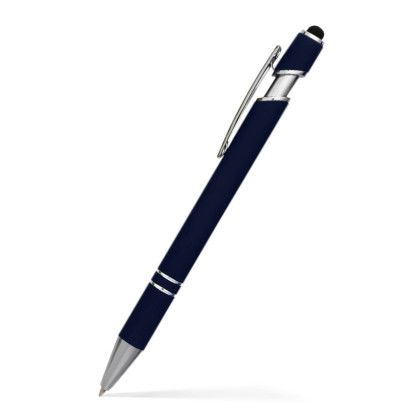 Custom Alexandria Stylus Satin Soft Touch Click Metal Pen- Low Quantities - Blue Custom Alexandria Stylus Satin Soft Touch Click Metal Pen- Low Quantities - Blue