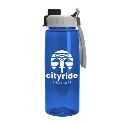 Custom 26 Oz. Transparent Tritan Bottle With Quick Snap Lid - Translucent blue